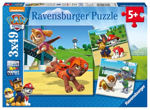 Ravensburger - Puzzle Enfant - Lot de 3 Puzzles 49 pièces - L’équipe des 4 Pattes/Pat'Patrouille - Fille ou garçon dès 5 Ans - Puzzle de qualité supérieure - 3 Posters Inclus - Aventure - 09239