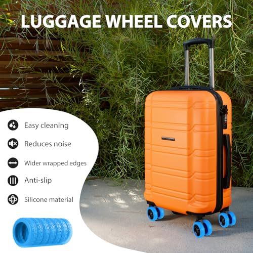 Silicone Luggage Wheel Covers (8-Pack) - Durable, Abrasion-Proof Protector Guards to Extend Your Suitcase Wheels' Life, Universal Fit for Most Luggage（Blue）3