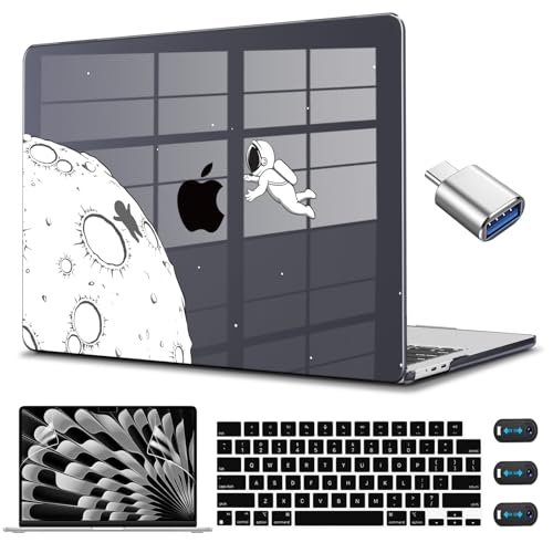 Coque MacBook Air 15 M2 M3 M4 noire transparente rigide A3241 A3114 A2941 avec cache clavier