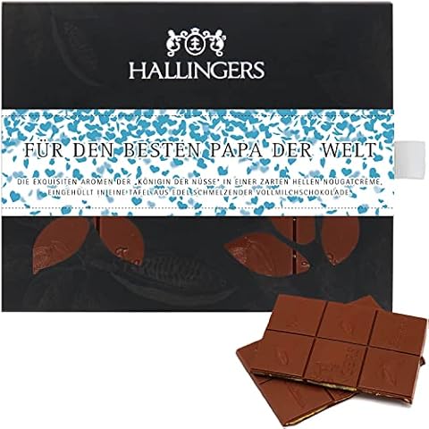 Hallingers Vollmilch-Schokolade mit Macadamia-Nougat hand-geschöpft Cover