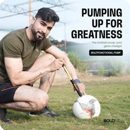 Image of Boldfit Football Hand Pump with Needle for Basketball with Pin Double Action Volleyball Hand for Pumper Air for Ball with Needle