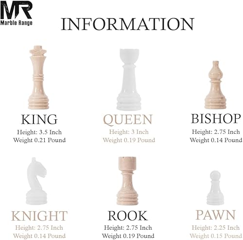 Miniatura 7 de Juego de ajedrez de mármol de 15 pulgadas hecho a mano blanco y Verona juego de mesa con caja de almacenamiento, juego de ajedrez de viaje clásico