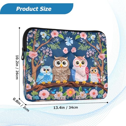 Funda para portátil de 13-14 pulgadas con diseño floral búhos miniatura 3