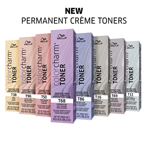 WELLA Color Charm Permanent Crème Toner, Free of Animal-Derivied Ingredients, Parabens Free, Gluten Free, T68 Lavender Silk, 2 oz