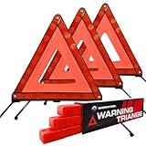 WORKKOOL Safety Triangles for Emergency Use, Road Side Triangle Reflectors, Warning Triangle with Case for Vehicles Breakdown(3 Packs)