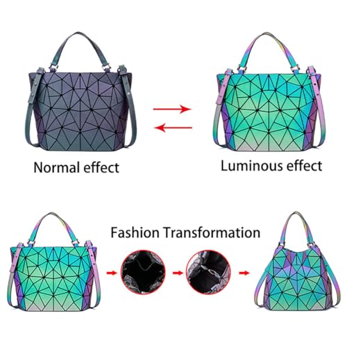 Bolso geométrico luminoso para mujer, satchel con asa superior miniatura 4
