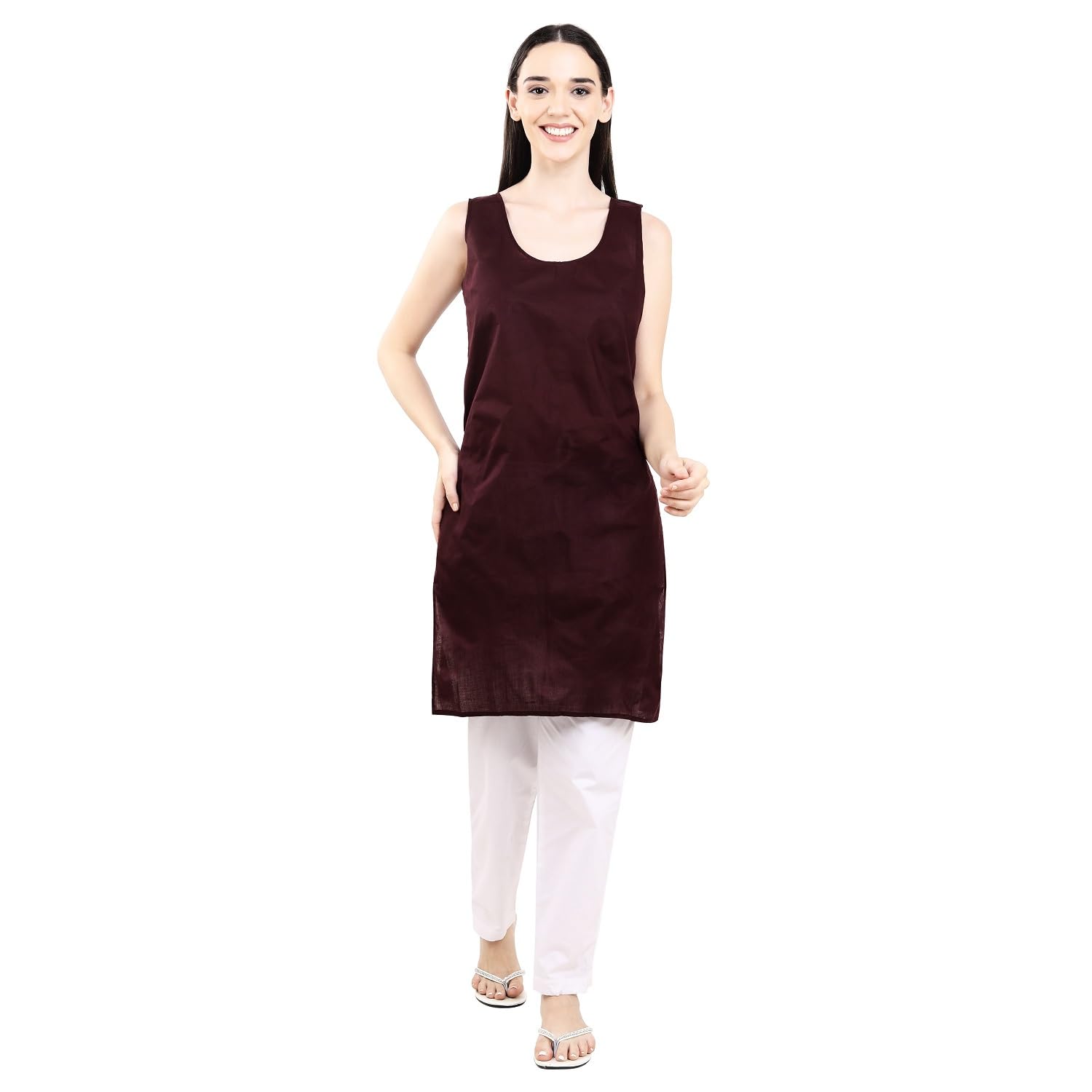 Womens Cotton Round Neck Sleeveless Camisole Soft & Breathable Innerwear Comfortable Daily Use Slip for Layering & Lounge-image-15