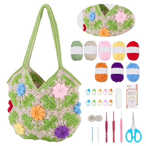 Sac au crochet débutant FREEBLOSS avec kit complet motif floral et tutoriel