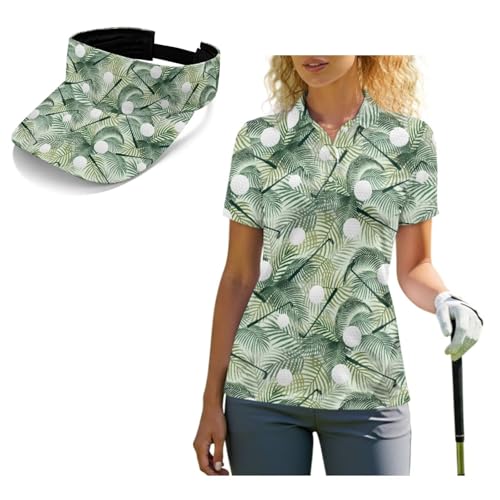 POLERO Women’s Hawaiian Golf Shirt & Sun Visor, 2XL