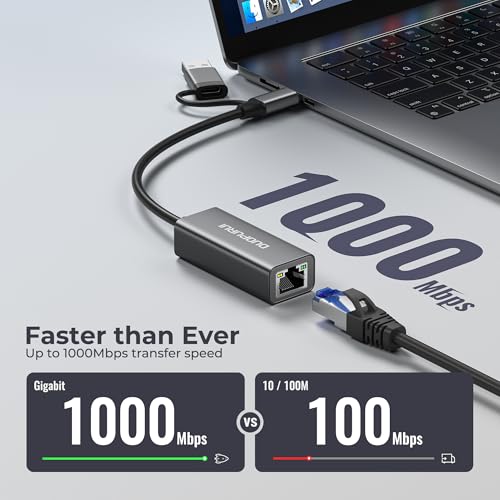 Image of USB to Ethernet Adapter,USB C to RJ45 1 Gigabit LAN Network Adapter,Aluminum Case,Ethernet Adapter for Laptop,MacBook Pro /Air,Surface Pro,iPad,XPS,Windows 11 /10 /8 /7,MAC OS