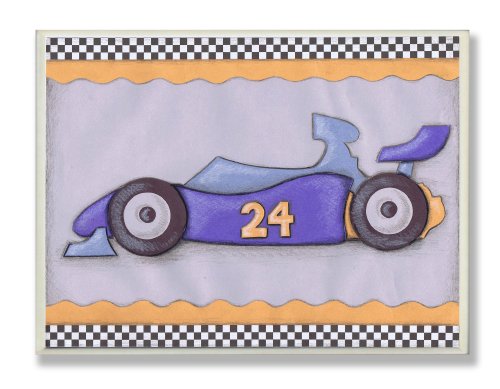 Placa de pared de coche de carreras azul Stupell con acabado premium