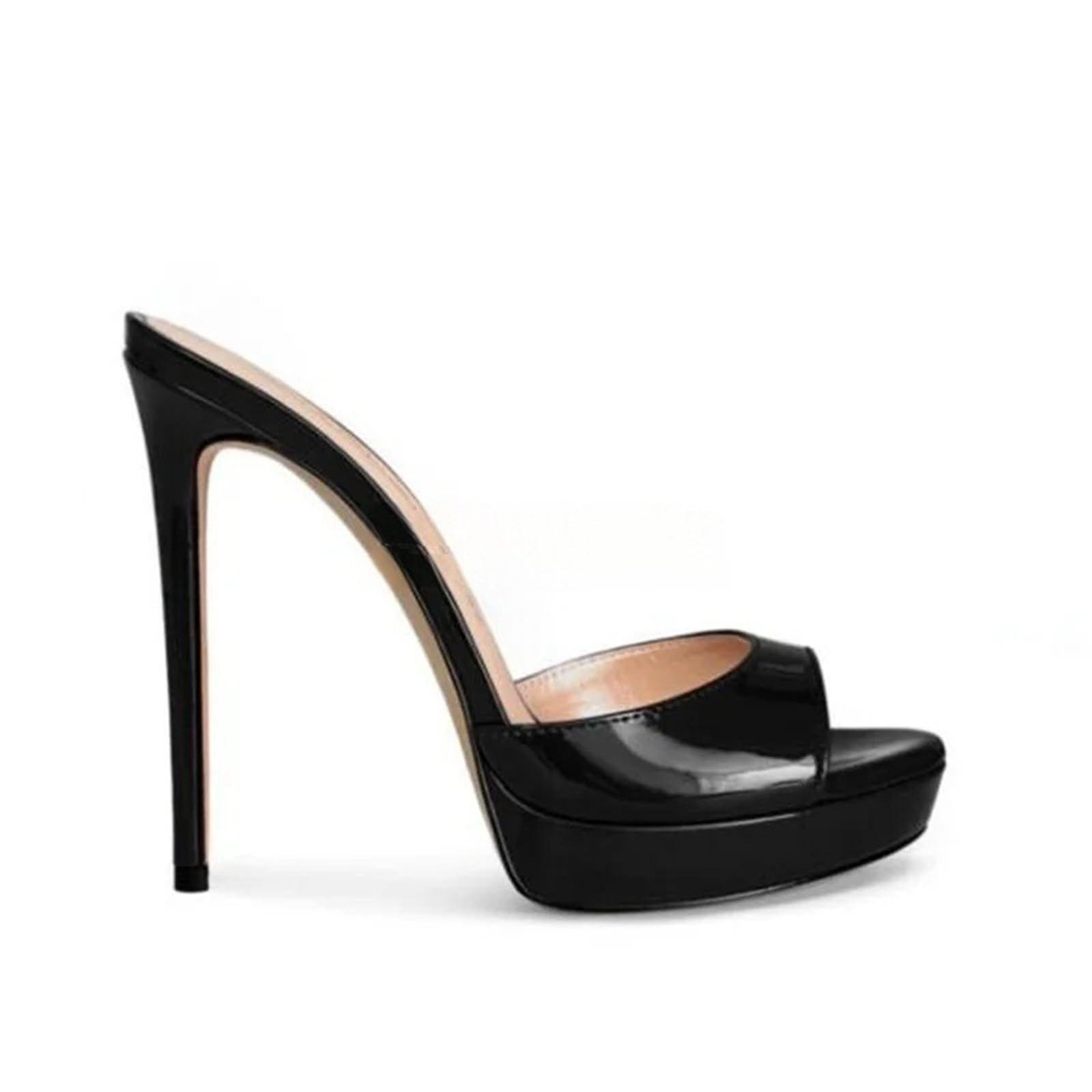Femmes Plate-Forme Sexy à Bout Ouvert Talon Mules Sandales Confortable Glisser sur Chaussures De Robe De Fête De Mariage 4,7 Pouces Talons