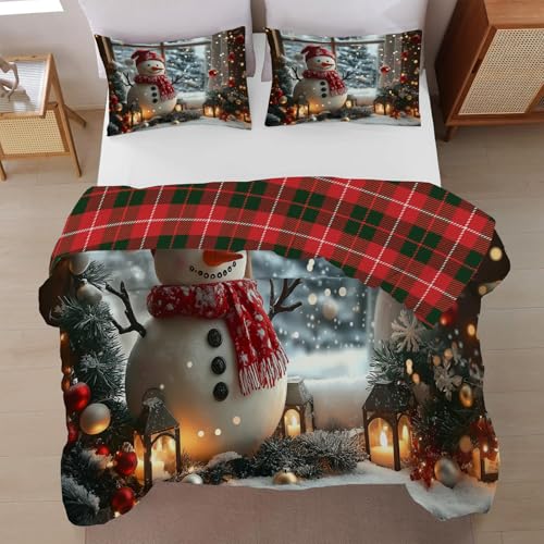 JEDTAKCT Bettwäsche 135x200 Winter Moderne Schneemann- Bettwäsche...