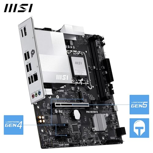 Image of MSI PRO H810M-B Motherboard, mATX - Supports Intel Core Ultra Processors (Series 2), LGA 1851 - DDR5 Memory Boost (6400 MT /s MAX), PCIe 5.0 x16, M.2 Gen4, 2.5G LAN