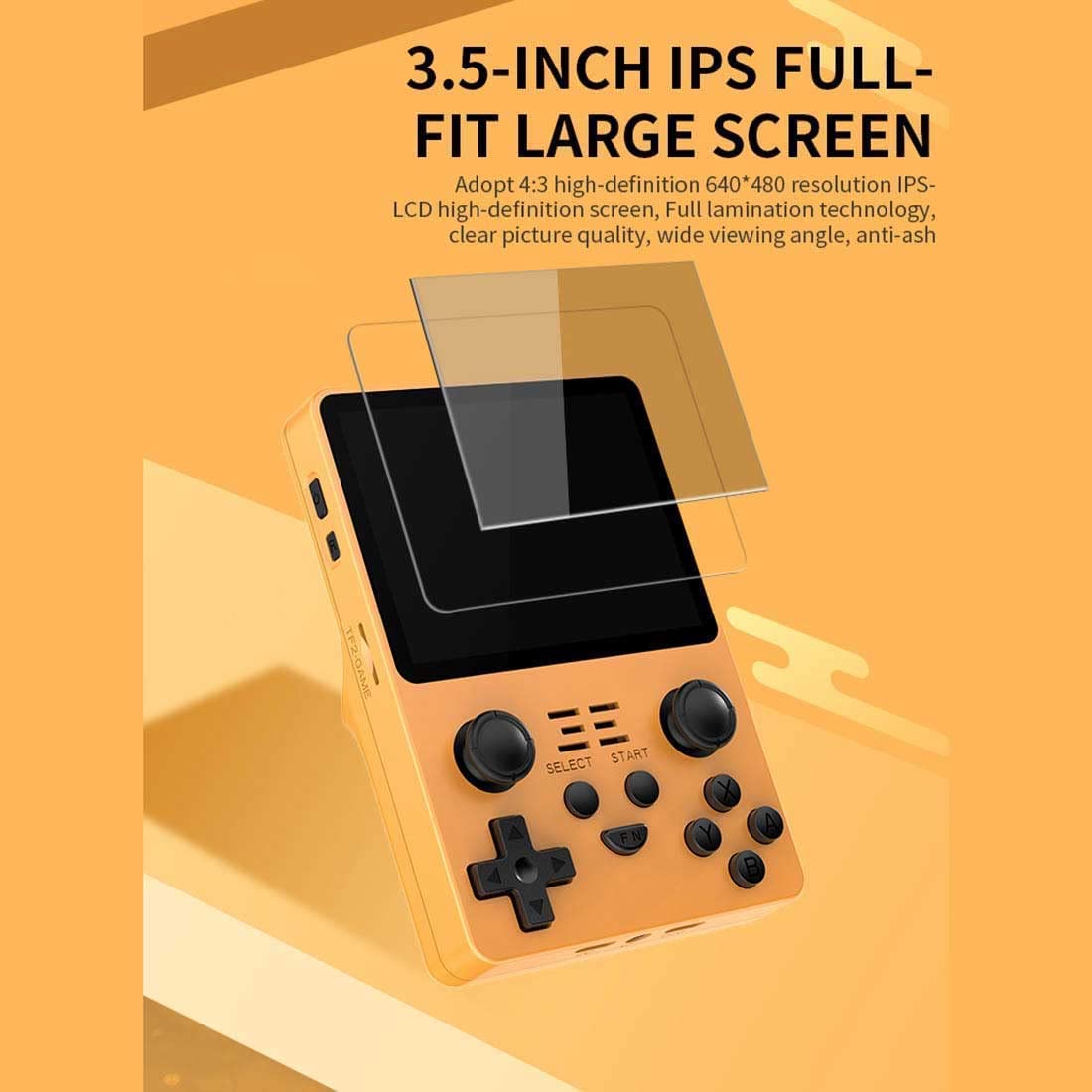 RGB20S Console con 20000 Giochi preinstallati, Gioco Retrò portatile, funzione Salva e carica.-Yellow||128G