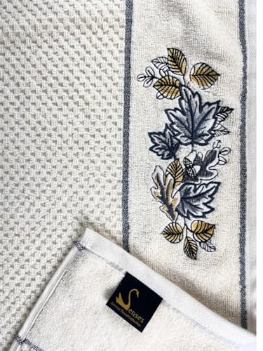 Image of SENSES By Riba Cotton Towel Set 550 GSM - Design 8, 2 Pcs| 1 Bath + 1 Hand Towels Combo | Super Soft, Absorbent, Lightweight, Antimicrobial, Low Linting