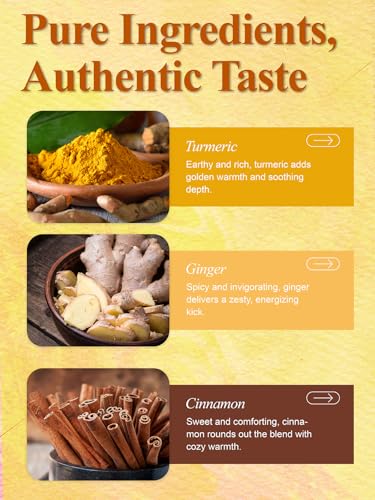 Image of LOOMICA Turmeric Ginger Cinnamon Tea, Naturally Caffeine-Free, Warm & Spicy Herbal Blend, Rich & Aromatic, Perfect for Cozy Mornings & Relaxing Evenings, 20 Counts