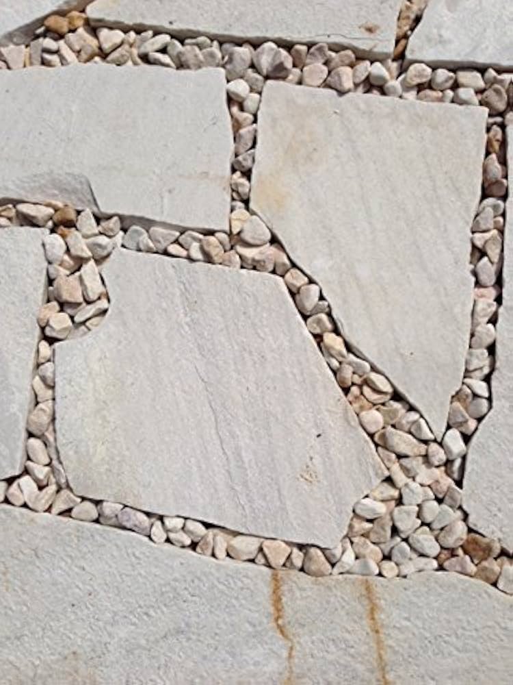 Amazon.co.jp: 乱形石 踏み石 アルビノホワイト 石英岩 厚口 0.5㎡入り