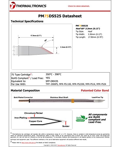 Image of Thermaltronics PM75DS525 Hoof 60deg 3.3mm (0.13in) interchangeable for Metcal SFP-DRH35