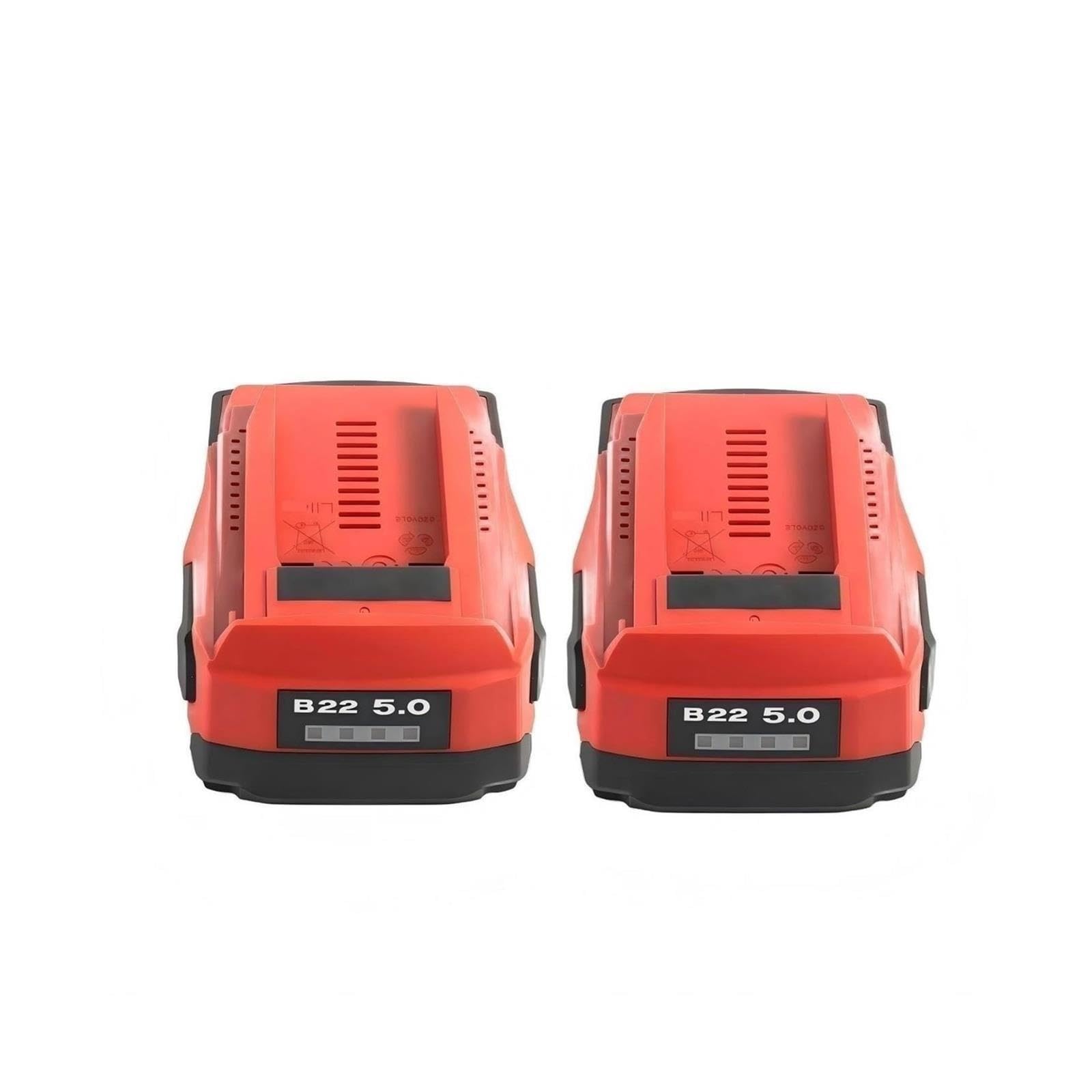 2 baterías de Iones de Litio B22 de 5000 mAh, compatibles con Hilti | Batería de herramienta eléctrica de repuesto for taladro atornillador inalámbrico y atornillador de impacto de 18V,21,6V 22V