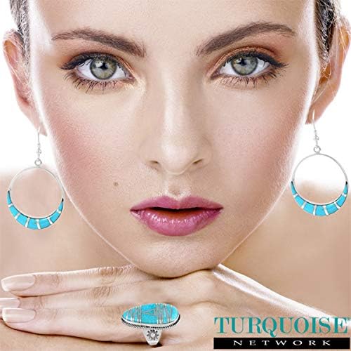 Turquoise Earrings in 925 Sterling Silver & Genuine Gemstones (Choose Color) - Image 2