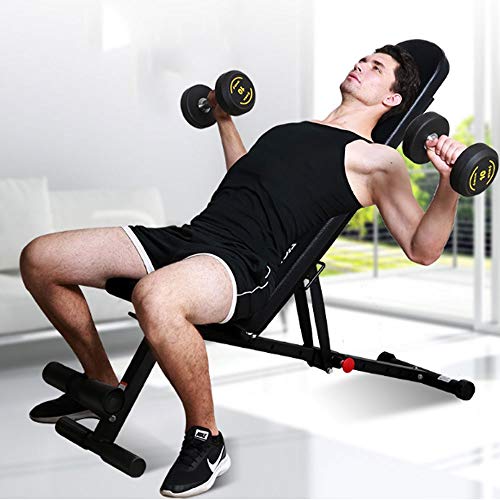 FEILA Adjustable Folding Fitness Barbell Rack and Weight Bench Weight Bench with Upgraded Wider Backrest Seat InclineDecline Exercise Workout Bench for Home Gym, Strength Training Full Body Workout