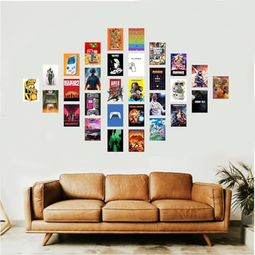 Image of Wallgasm Pack of 30 Gaming Posters - Wall Collage Kit - 10cm x 15cm 300 GSM Posters | Poster Set For Room - Gaming Room Decoration Item - Gaming Poster For Wall
