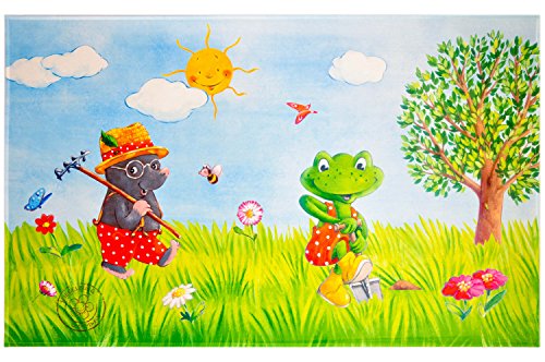 Spiegelburg Garden Oskar der Frosch - Kinderteppich 100x160 cm Farbe Grün, Öko-Tex zertifiziert...