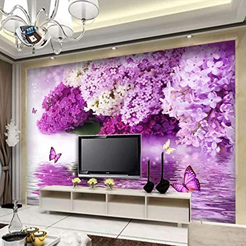 Décoration murale papiers peints 3D fleurs violettes salon chambre 400x280 - 5