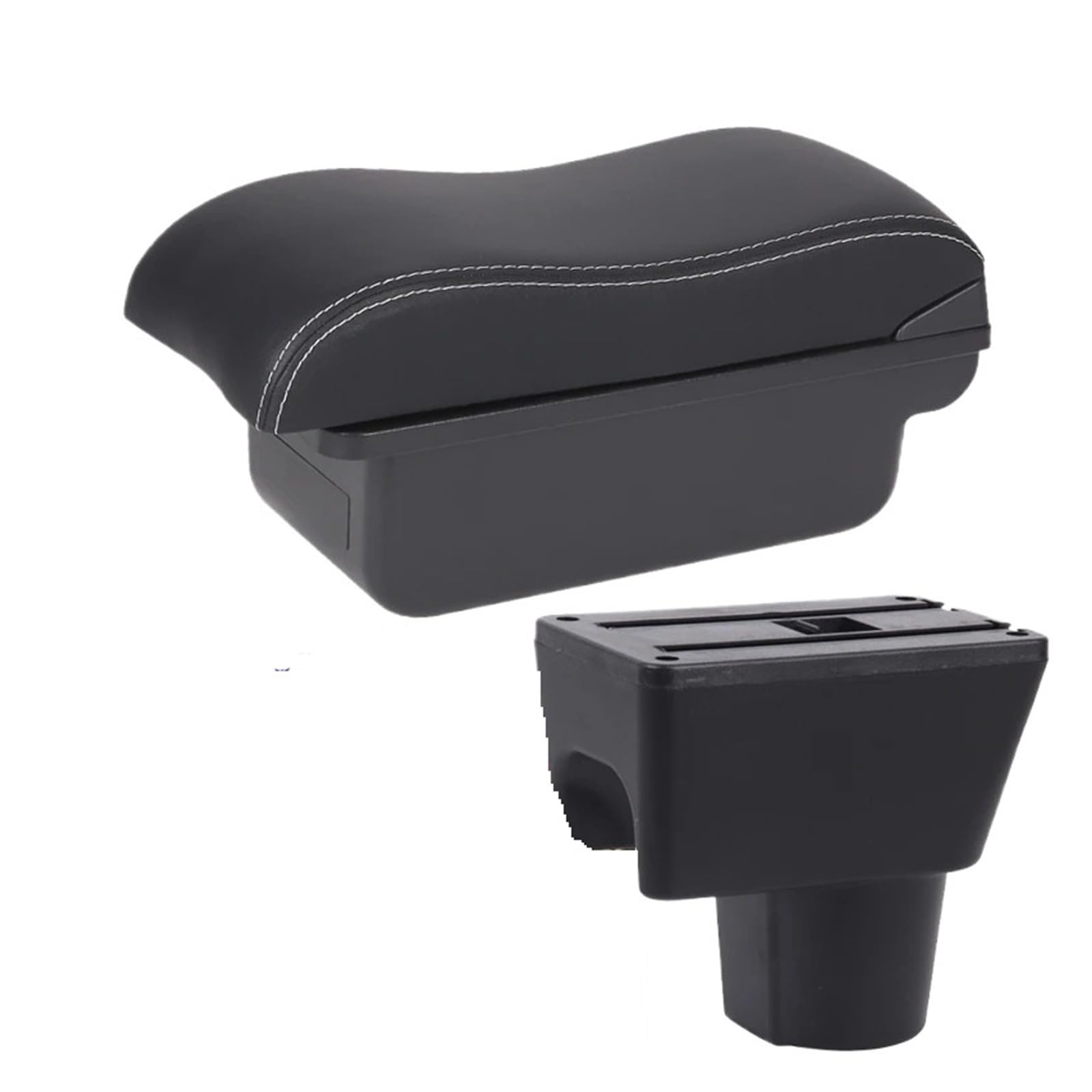 UMDJJU For Duster 2010-2018 Car Armrest Storage Box Accessories Interior Details Car Centre Console Armrest Box(C3 Black white NoUSB)