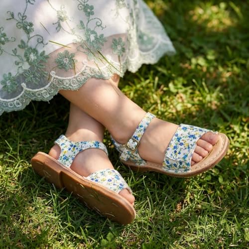 Image of THEE BRON Toddler Girls Vintage Open Toe Sandals Cushioned Comfy Summer Dress Shoes