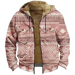 Men's Aztec Print Fleece Hooded Jacket 01