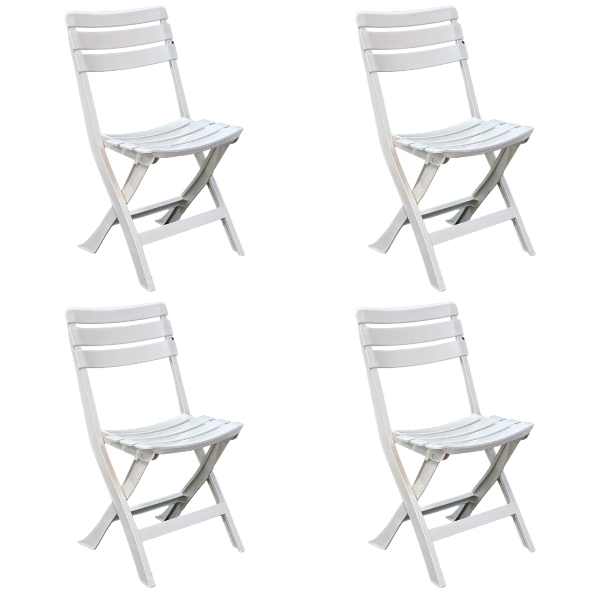 Tomaino - Silla plegable de exterior de plástico - Juego de 4 sillas portátiles para uso exterior e interior, jardín, balcón, camping - Pratik - (new blanco)