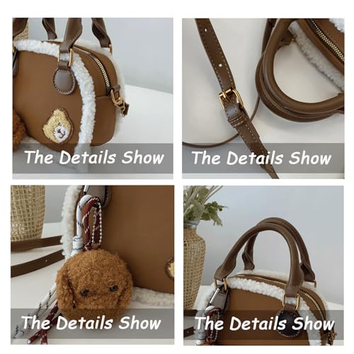 Suede Purse Cute Furry Suede Bag with Cute Charms for Women Vintage Alt Crossbody Purse Trendy Everyday Square Handbag 20254