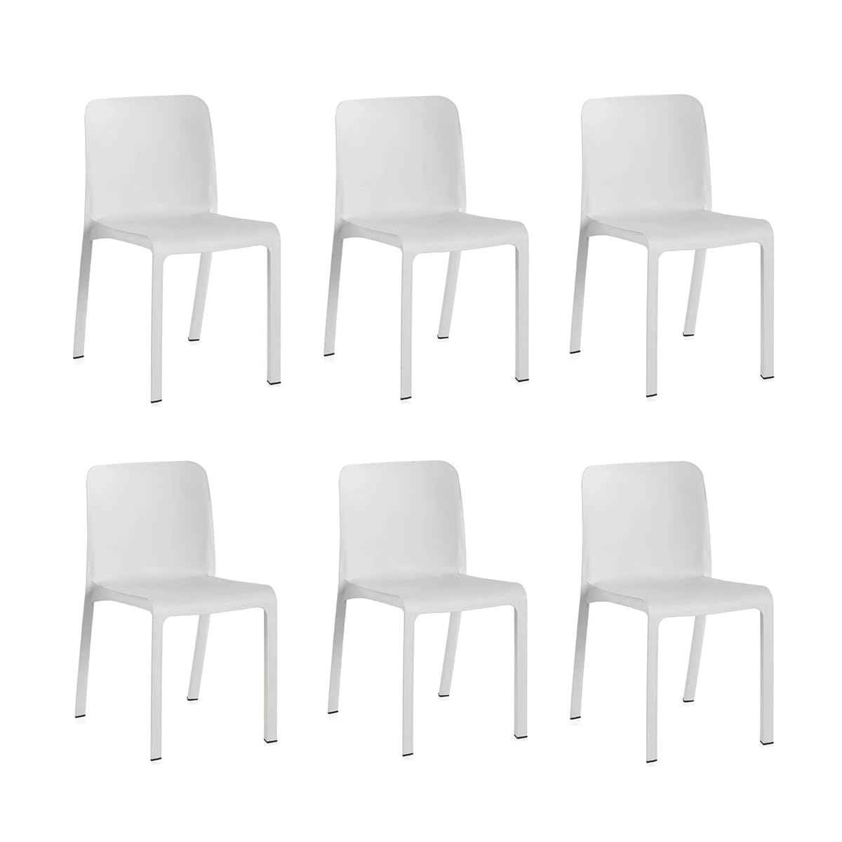 SP Berner - Pack de 6 Sillas Grana - Apilables, Ergonómicas y Resistentes - Uso Interior y Exterior - Fabricadas en España con Plástico Reciclado - Blanco