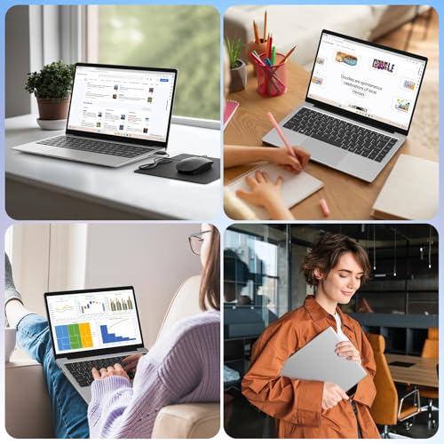 Laptop 14 Zoll FHD Display, 16GB RAM, 256GB SSD TF Erweiterung, Celeron N4120 bis zu 2,6GHz, 5G WiFi, 1920x1080 FHD, inkl. Maus & Mauspad – Win 11 Tragbarer Laptop für Homeoffice, Studium, Streaming 6