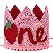 MADENG Pink 1st Birthday Strawberry Hat/Crown - First Birthday Strawberry Decoration, Berry Sweet One Birthday Hat, Strawberry Party Supplies Backdrop For Girl Baby Shower, 1st Birthday Cake Smash