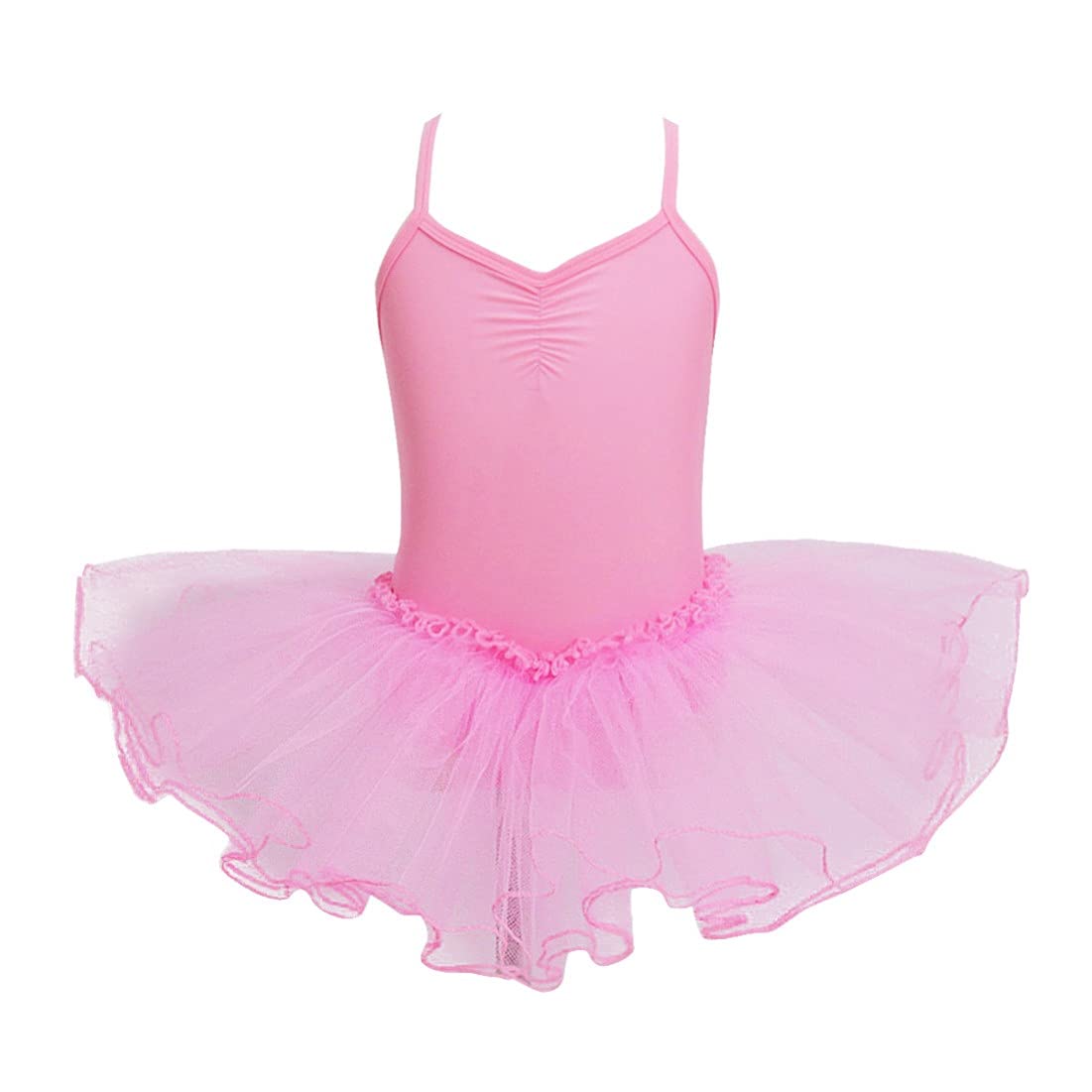 Justaucorps de danse classique haut de gamme avec tutu rose et dos croisé pour fille