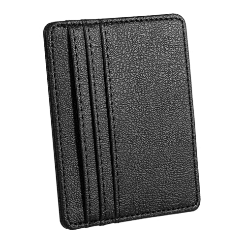 Credit Card Holder Wallet 1 Pcs RFID Blocking Leather Slim Wallet, Black Cards Wallets for Man and Women, Minimalist Credit Cards Case, Small Creditcard Protector with 3 Card Slots and 1 Pocket