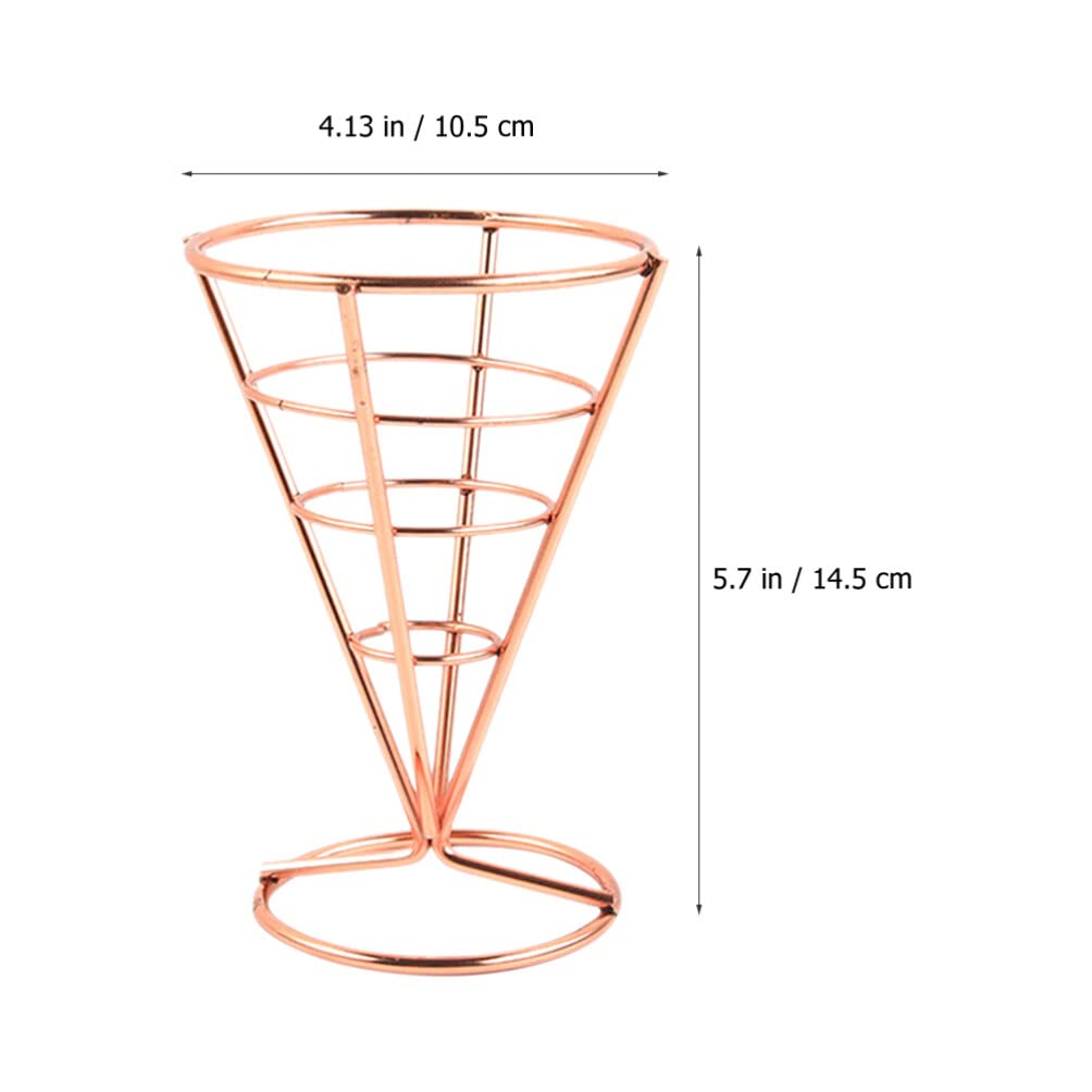 Kichvoe 2pcs French Fries Holder Sturdy Stainless Steel Snack Basket for Appetizers Hollow Design Fry Cone Stand for Restaurants Cafes and Home Use