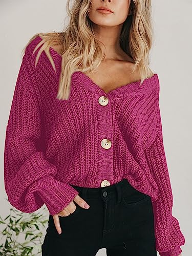 Image of PRETTYGARDEN Women's Chunky Knit Open Front Sweater Long Sleeve Button Loose Short Cardigan Outerwear Coats