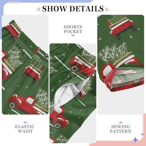 Christmas Red Pickup Truck Tree Boys Pants for Kids Jogger Pants with Pockets S-XL4
