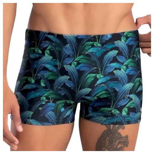 MASH Sunga Boxer Masculina Praia Estampa Folhagens Proteção UV 50+ Secagem Rápida Cordão Ajustável Interno Zero Transparências Adulto, Preto (300.108), P