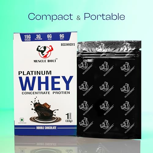 Image of 33 Gram Platinum Whey Concentrate Protein (1 Serving, Double Chocolate) - Beginner, Muscle Growth, Muscle Recovery, Easy Digestion, Increase Strength & Performance, 15g Protein per Serving