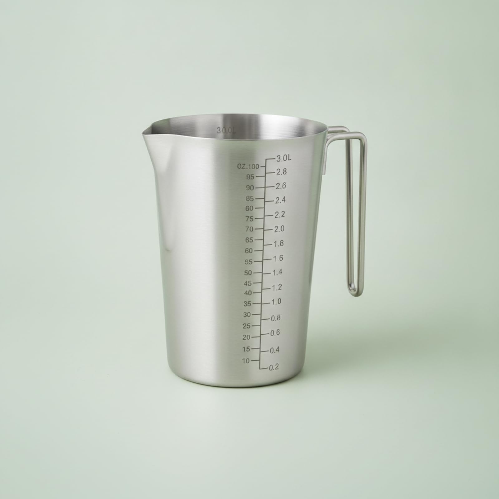 Messkanne aus gebürstet Messkanne mit Ausgießlippe präzise Messbecher mit Griff für Küche, Backen, 5L