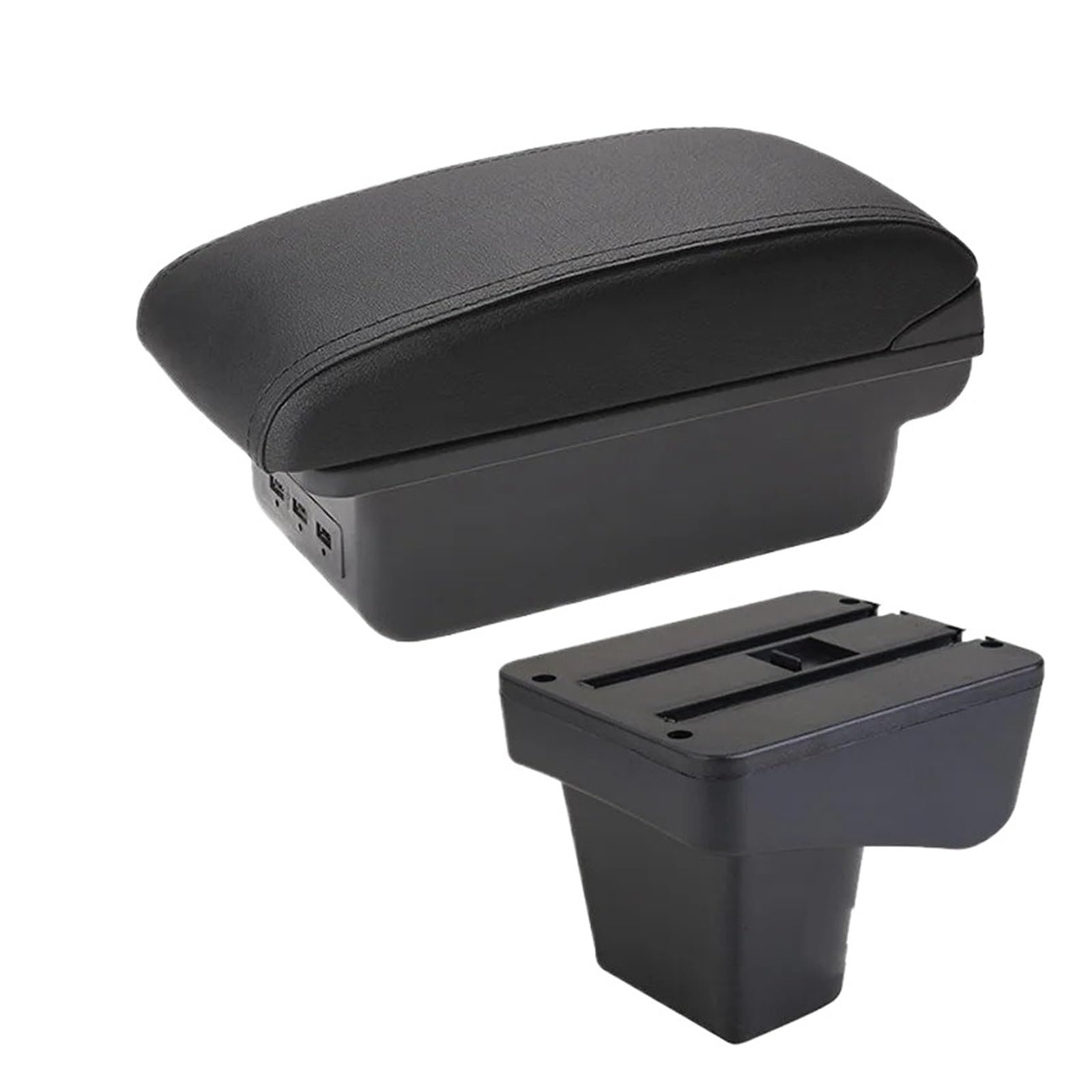 Ggwqoops Car Armrests For Suzuki For Vitara Armrest Retrofit Parts Dedicated Car Center Storage Box Accessories Interior USB Armrest Box(B2 Black line 3USB)
