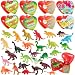 28 Packs Kids Valentine Party Favors Set Includes 28 Dinosaur Figures Filled Hearts with Valentine Cards for Kids Valentine Classroom Exchange Party Favors, Dinosaur Toys for Valentine Gift Exchange, Game Prizes and Carnivals Gift