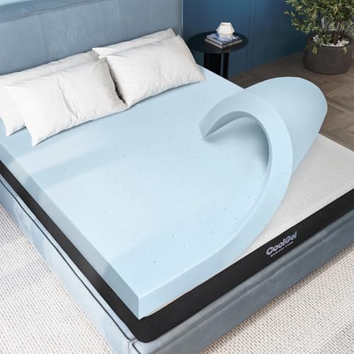Image of COOL GEL Memory Foam Mattress Topper - 2 Inch Original Cool Gel Infused Memory Foam - Plush and Supportive, Pressure Relief - CertiPUR Ceritifed - Dorm Essentials, Twin Size