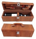 GMMH Weinbox Weinzubehör Weinset 6 TLG. Geschenkset mit Kellnermesser Korkenzieher Flaschenverschluss Weinthermometer Ausgießer in Edler Kunst Leder Geschenkbox Wein Set Wein Zubehör Set LN 16-12