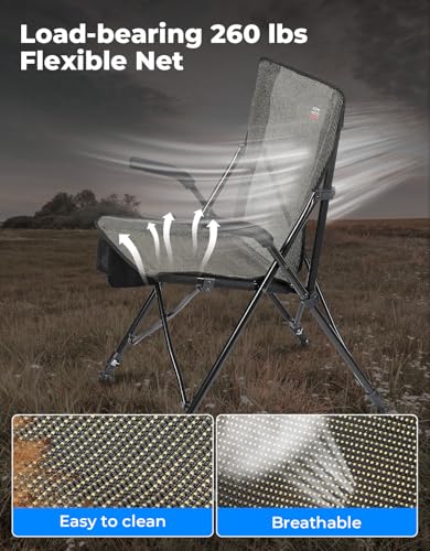KEMIMOTO-Portable-Lightweight-Folding-Camping-Chair-4-Legs-Adjustable-Height-300lbs-Capacity-Comfortable-Breathable-Stable-Seats-for-Outdoor-Hiking